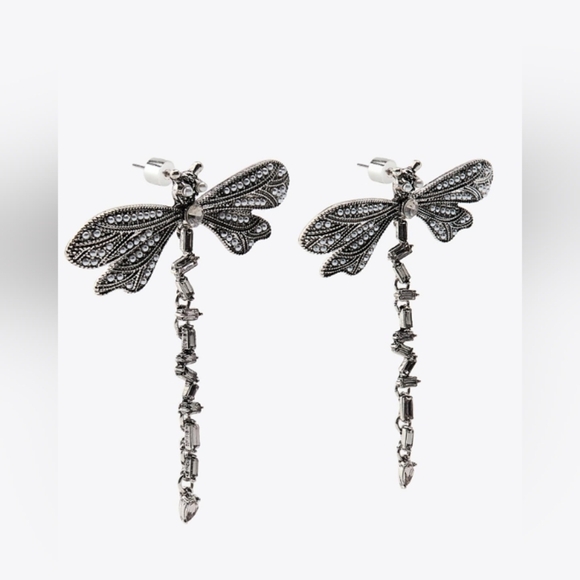 Zara Sparkly Dragonfly Earrings - Picture 3 of 3